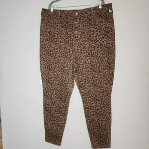 AE Curvy Super Highrise Brown Leopard Jeggings Skinny Jeans Plus Size 22 New